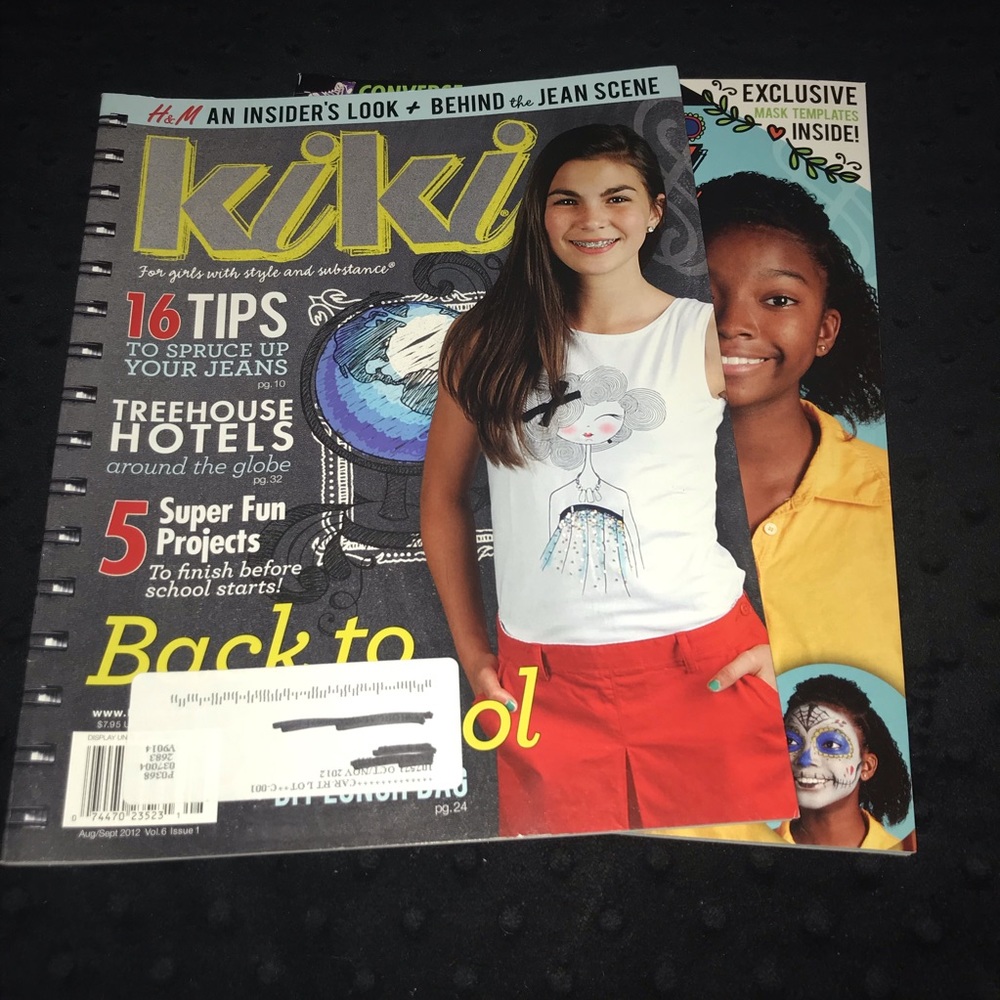 2 for $12 KiKi magazines Aug 2012 - Nov 2012 Retro Girls Pre-Teen Fashion Craft